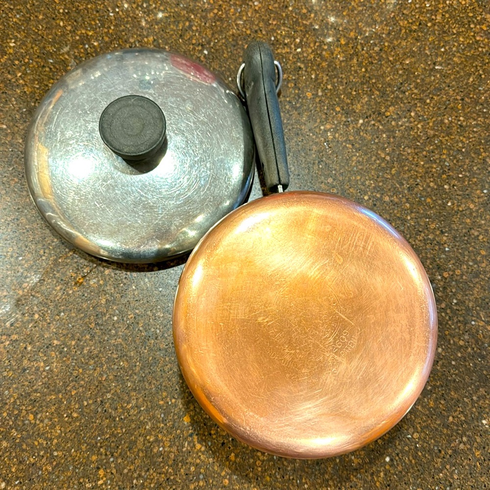 Revere Ware 1 QT Sauce Pan With Lid Copper Bottom Small Pot 1801 Black Handle